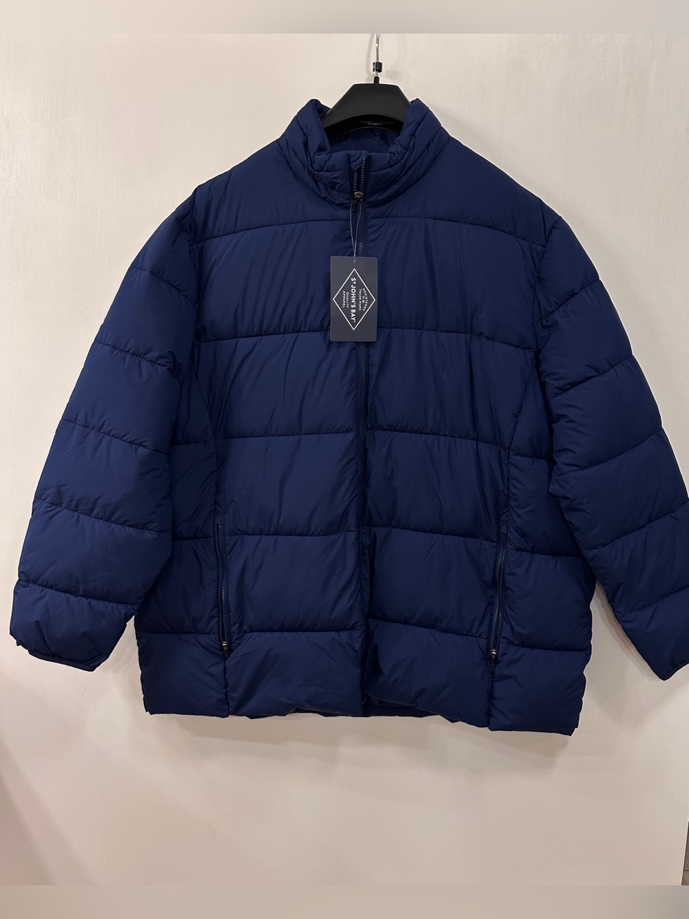 NWT ST. JOHN'S BAY Midweight Puffer Jacket Mens 2XL Navy Blue Water Resistant